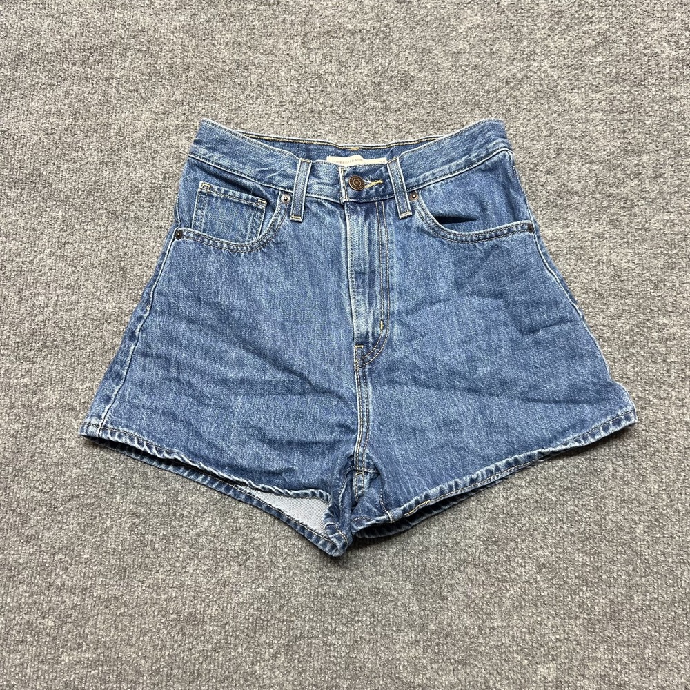 Levi's High Waisted Mom Shorts Womens 24 Blue Denim 5-Pocket Zip Fly Casual
